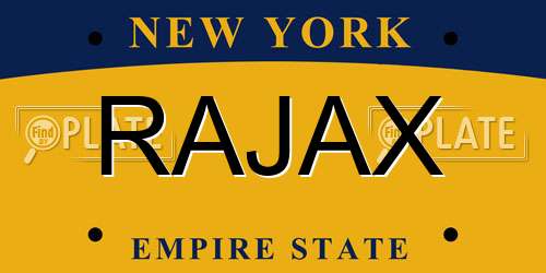 RAJAX New York License Plate