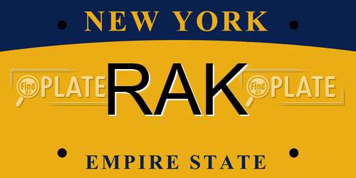 RAK New York License Plate