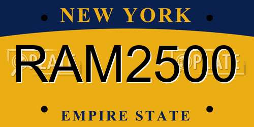RAM2500 New York License Plate
