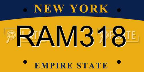 RAM318 New York License Plate