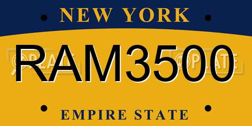 RAM3500 New York License Plate