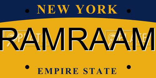 RAMRAAM New York License Plate