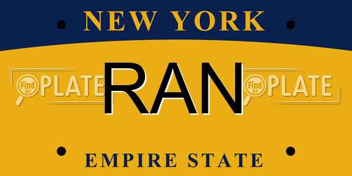 RAN New York License Plate