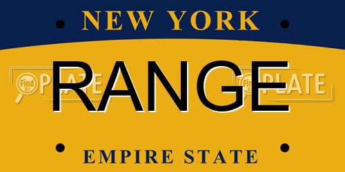 RANGE New York License Plate