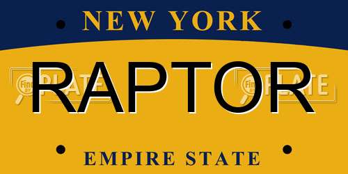 RAPTOR New York License Plate