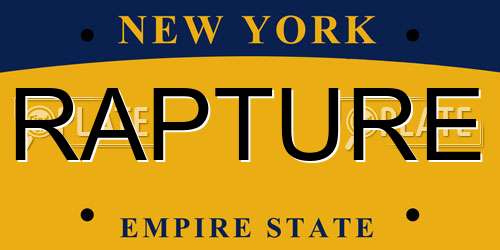 RAPTURE New York License Plate