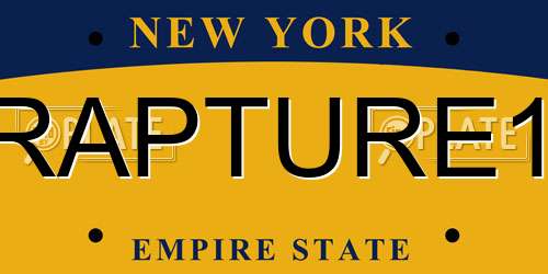 RAPTURE1 New York License Plate