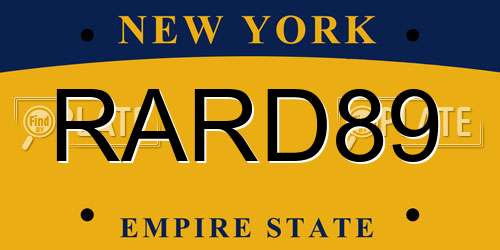 RARD89 New York License Plate