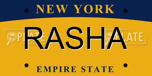 RASHA New York License Plate