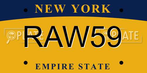 RAW59 New York License Plate