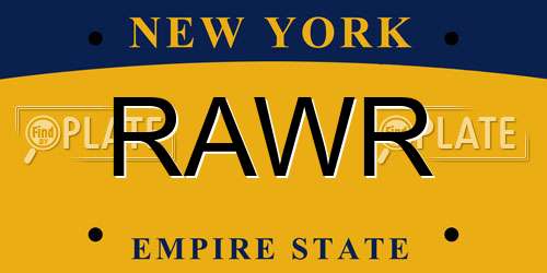 RAWR New York License Plate