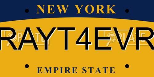 RAYT4EVR New York License Plate