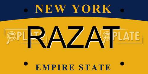 RAZAT New York License Plate