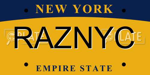 RAZNYC New York License Plate