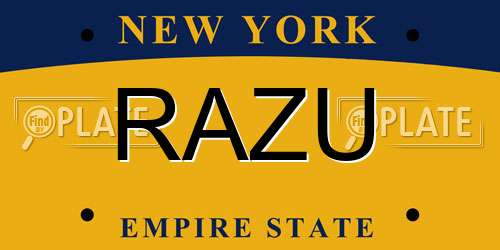 RAZU New York License Plate