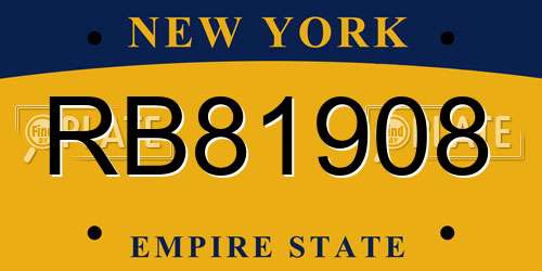 RB81908 New York License Plate
