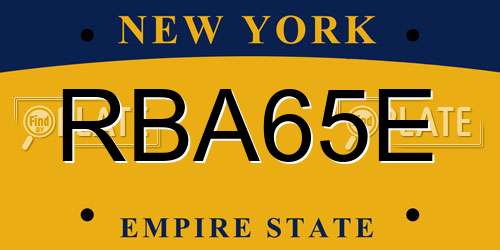 RBA65E New York License Plate