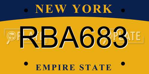 RBA683 New York License Plate