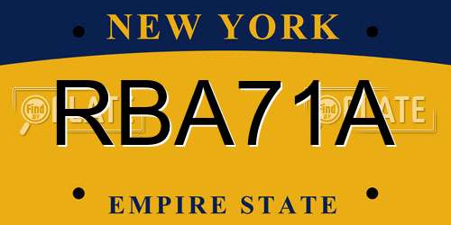 RBA71A New York License Plate