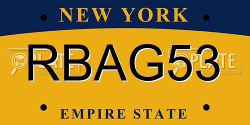 RBAG53 New York License Plate