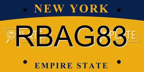 RBAG83 New York License Plate