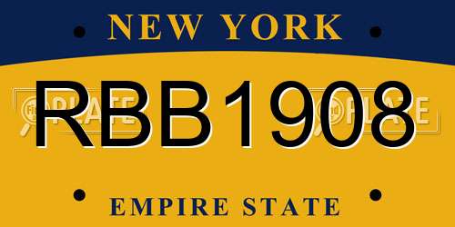 RBB1908 New York License Plate