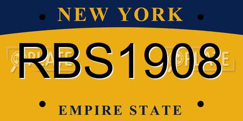 RBS1908 New York License Plate