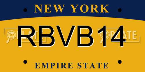 RBVB14 New York License Plate