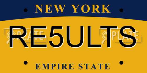 RE5ULTS New York License Plate