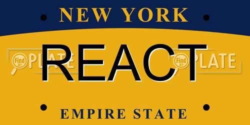 REACT New York License Plate