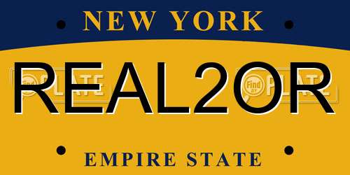 REAL2OR New York License Plate