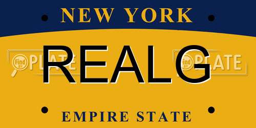 REALG New York License Plate