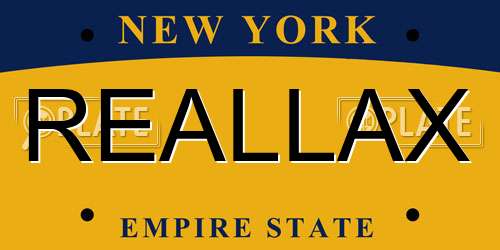 REALLAX New York License Plate