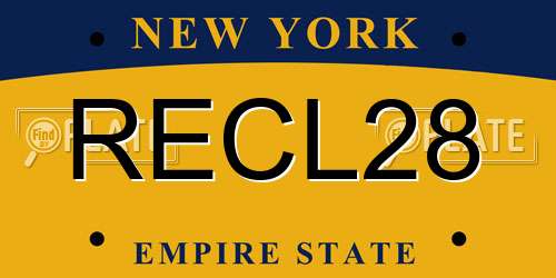 RECL28 New York License Plate