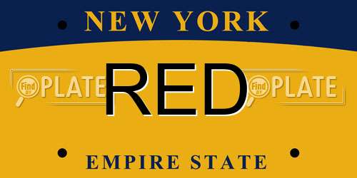 RED New York License Plate