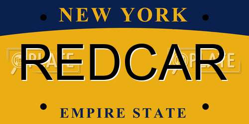 REDCAR New York License Plate