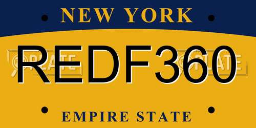 REDF360 New York License Plate