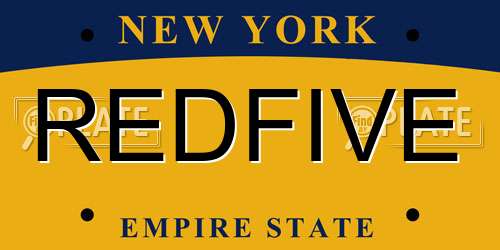 REDFIVE New York License Plate