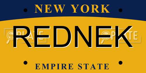 REDNEK New York License Plate
