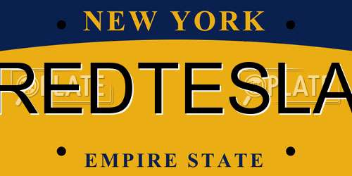 REDTESLA New York License Plate