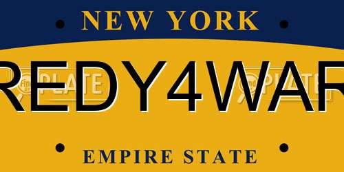 REDY4WAR New York License Plate