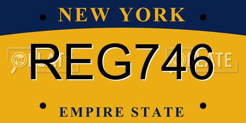 REG746 New York License Plate