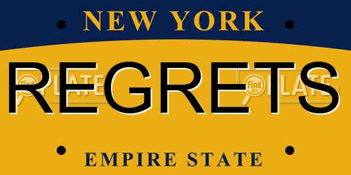REGRETS New York License Plate