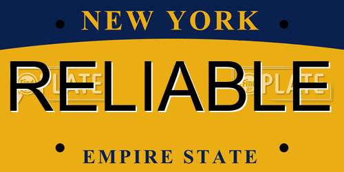 RELIABLE New York License Plate