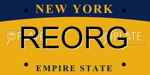 REORG New York License Plate