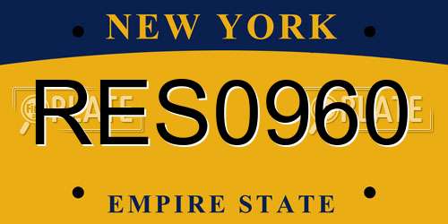 RES0960 New York License Plate