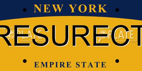 RESURECT New York License Plate