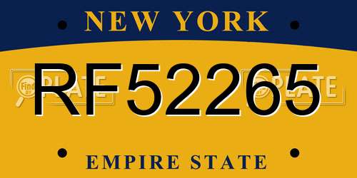 RF52265 New York License Plate
