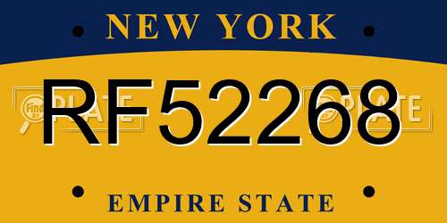 RF52268 New York License Plate