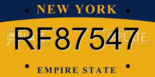 RF87547 New York License Plate
